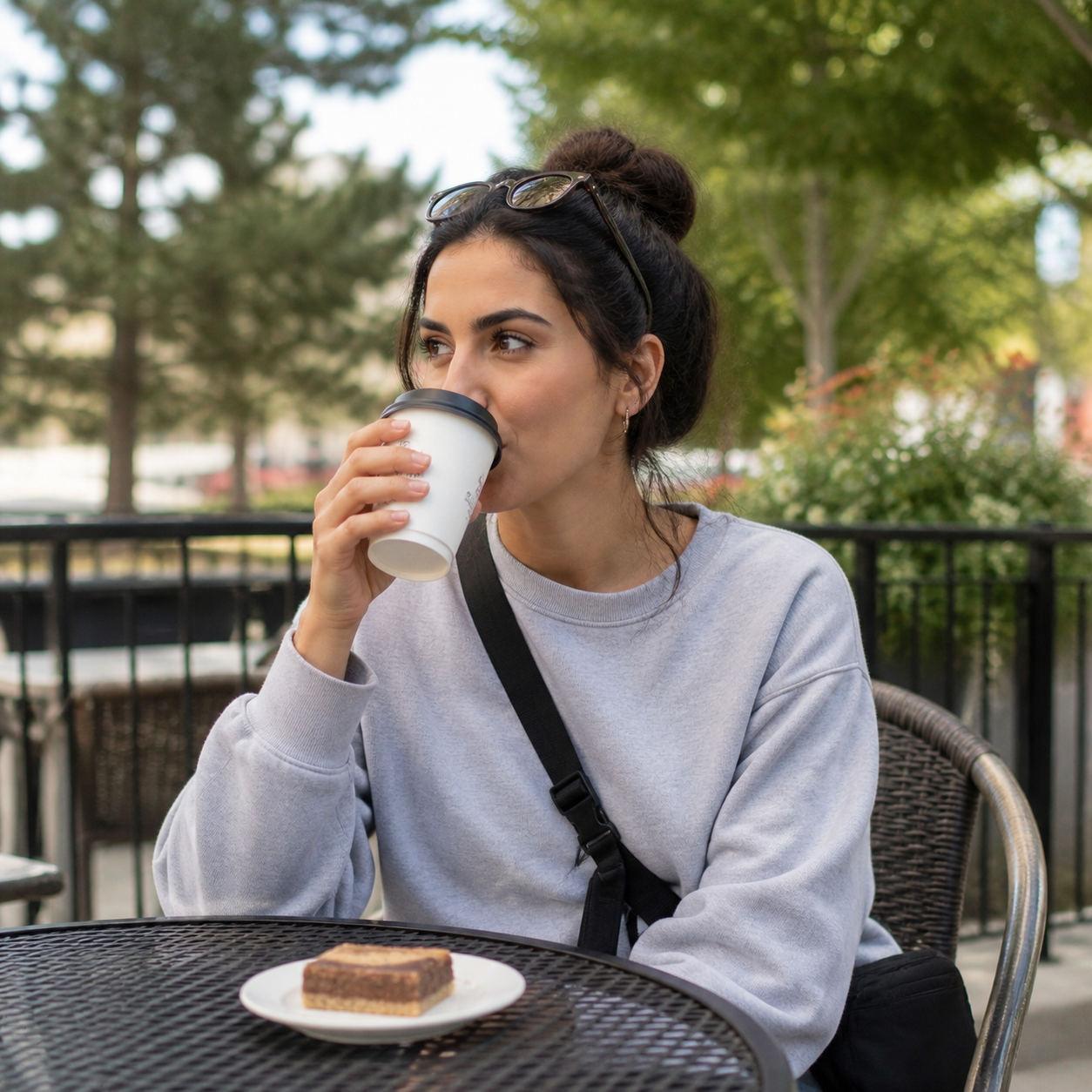 Guest enjoying coffee at an outdoor café